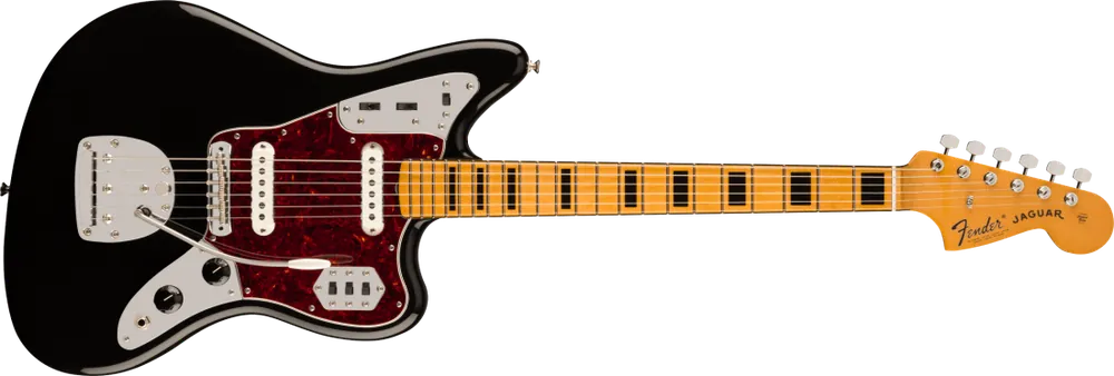 Fender Vintera II 70s Jaguar, Maple Fingerboard - Black with Gig Bag Meilleur Prix