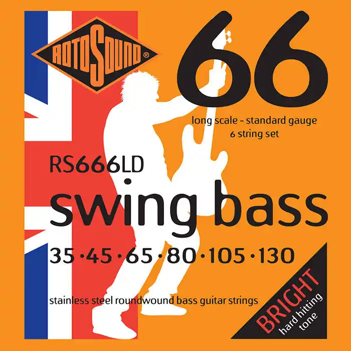 Rotosound Swing Bass 66 Stainless Steel 6 String Bass Strings 35-130 Nouvelle Collection