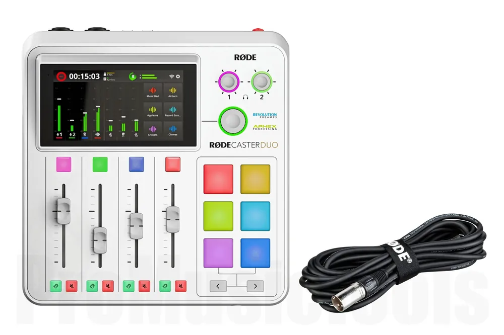 Prix Bas Rode Rodecaster Duo White inkl. Rode Cable 6m - Bundle Set
