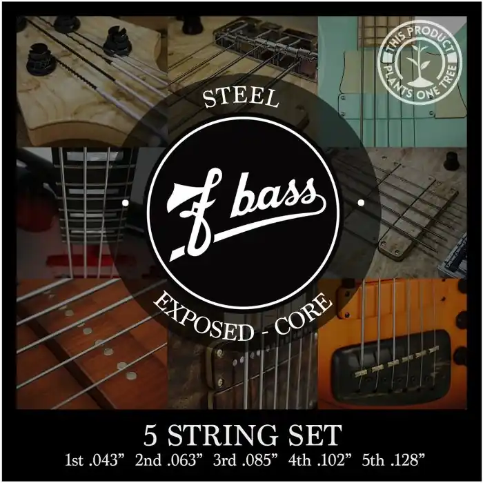 F Bass Exposed-Core 5 String Steel Bass Strings - Set Seulement Aujourd'hui