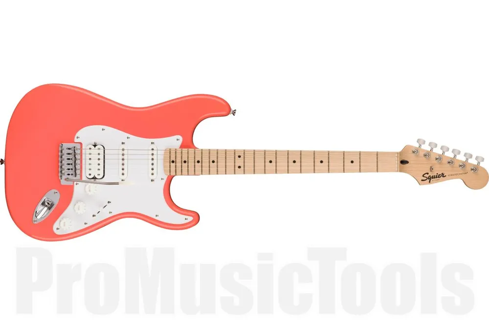 Fender Squier Sonic Stratocaster HSS - MN - White Pickguard - Tahitian Coral Nouvel Arrivage