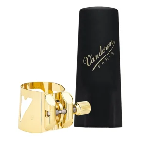 Commander Maintenant Vandoren Optimum V16 Baritone Saxophone Gold Gilded Ligature and Plastic Cap