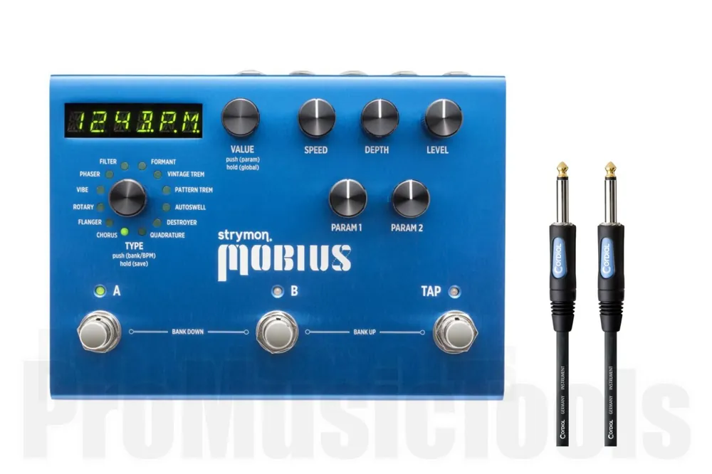 Dernier Modèle Strymon Mobius incl. 1x Cordial CCFI 3 PP - Bundle Set