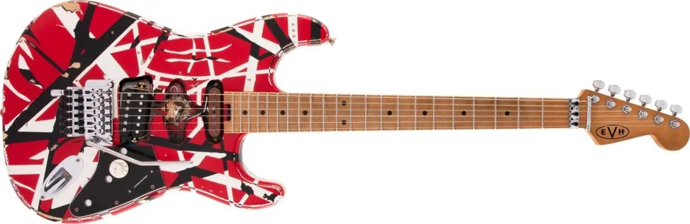 EVH EVH Striped Series Frankie, Maple Fingerboard - Red/White/Black Relic Remise