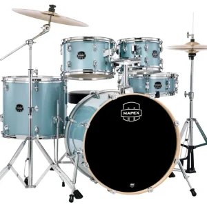 Dernière Chance Mapex Venus 5-Piece Drum Kit (22,10,12,16,SD) with Cymbals and Hardware - Aqua Blue Sparkle