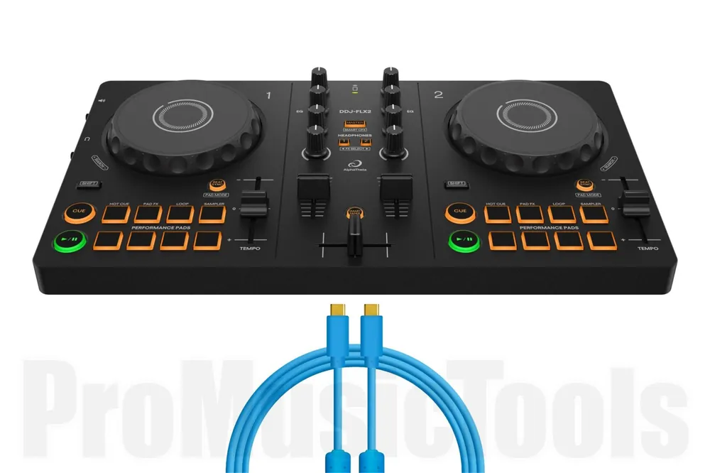 AlphaTheta DDJ-FLX2 incl. DJ TechTools Chroma USB-C to USB-C 1m cable - Bundle Set Dernier Modèle