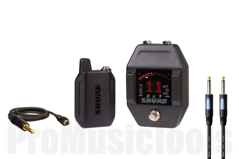 Authentique Shure GLXD16+ - Dual-Band Guitar Pedal Board System - incl. Cordial CCFI 3 PP - Bundle Set