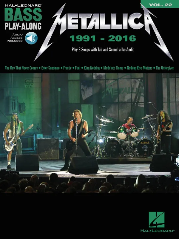 Hal Leonard Metallica 1991-2016 Bass Play-Along Volume 22 - Bass Guitar TAB - Book/Audio Online Vente Directe