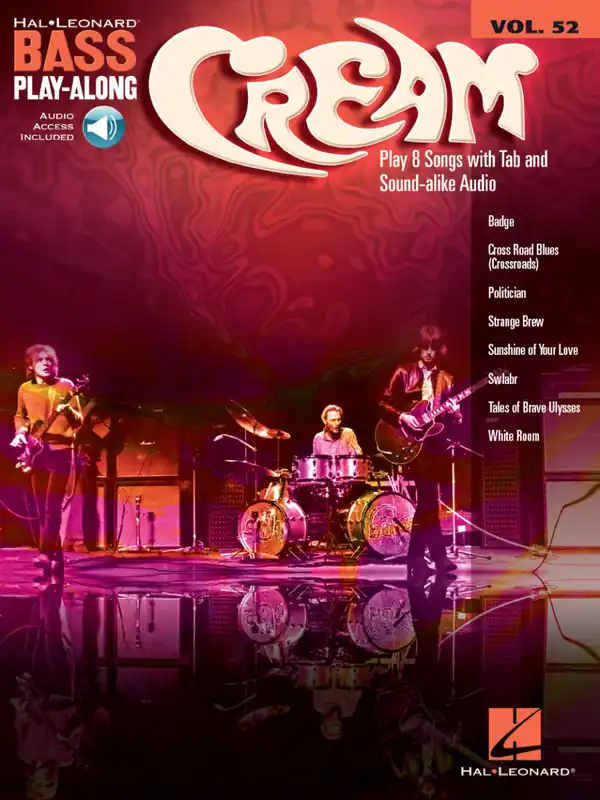 Hal Leonard Cream Bass Play-Along Volume 52 - Bass Guitar TAB - Book/Audio Online Must-Have