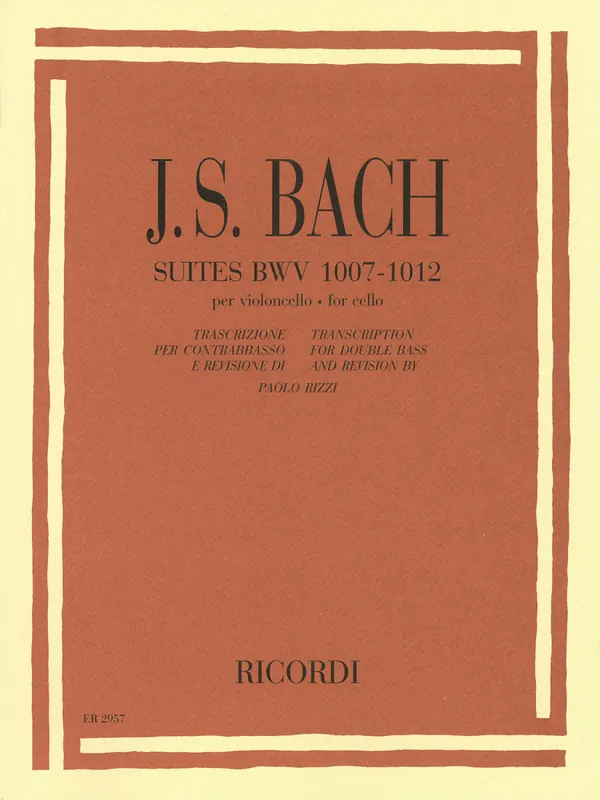 Nouvel Arrivage Ricordi Suites, BWV 1007-1012 - Bach/Rizzi - Double Bass - Book