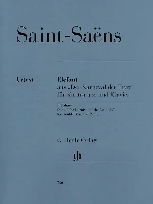 Meilleure Vente G. Henle Verlag Elephant from ‘‘The Carnival of the Animals‘‘ - Saint-Saens/Glockler - Double Bass/Piano - Sheet Music