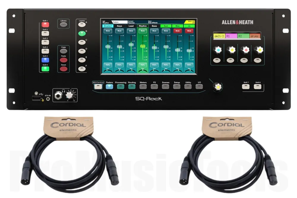 Allen & Heath SQ-Rack incl. 2x Cordial EM 10 FM - Bundle Set Dernier Modèle