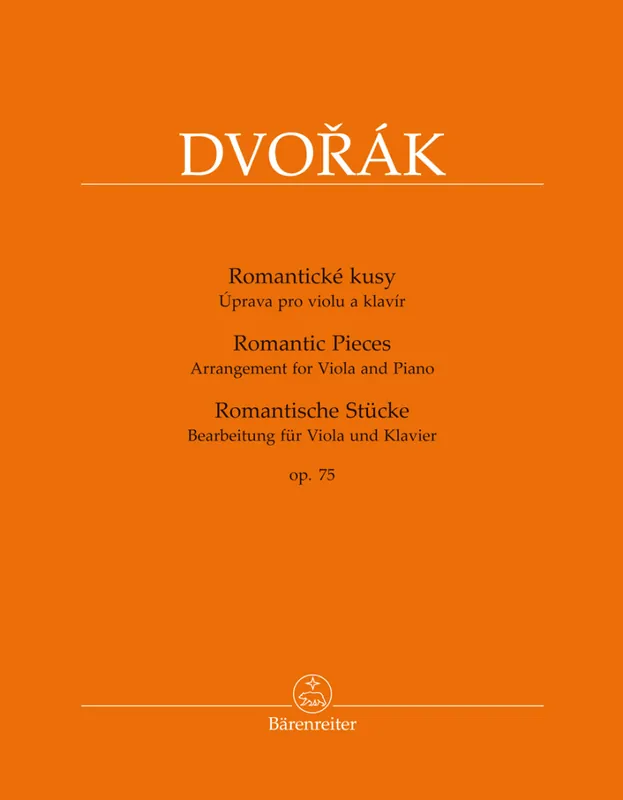 Baerenreiter Verlag Romantic Pieces op. 75 - Dvorak/Kalinowska - Viola/Piano - Book Prix Choc