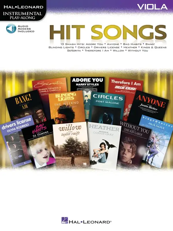Hal Leonard Hit Songs Instrumental Play-Along - Viola - Book/Audio Online Top Vente