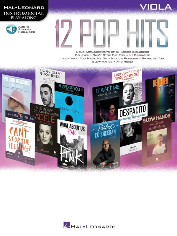 Promotion Saisonnière Hal Leonard 12 Pop Hits - Viola - Book/Audio Online