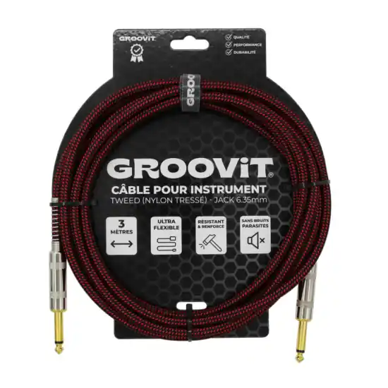 Solde Groovit cable jack 3m tressé rouge