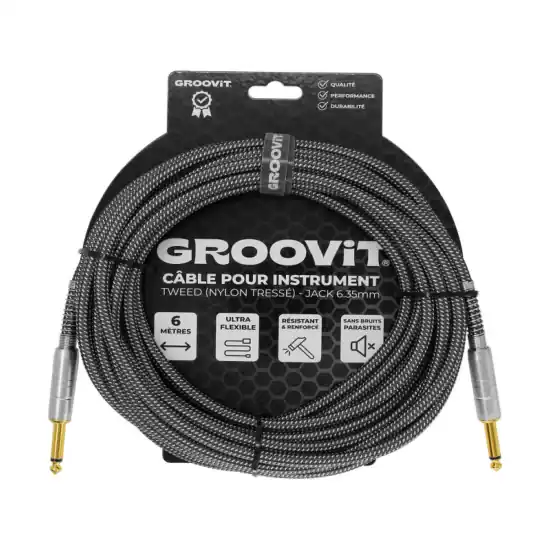 Bon Marché Groovit cable jack 6m tressé gris