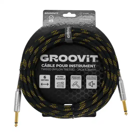 Groovit cable jack 6m tressé noir et or Retour Gratuit
