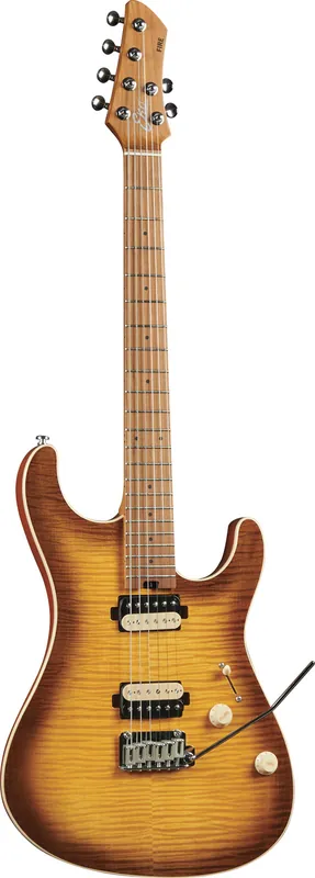 Soldes EKO Aurora 400 - Fire 401 Aurora Flamed Amber Burst - Touche érable torréfié