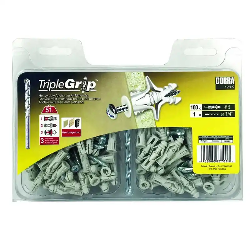 Marque Primacoustic Cobra Triple Grip Wall Anchor Kit with Bit - 100 Pack