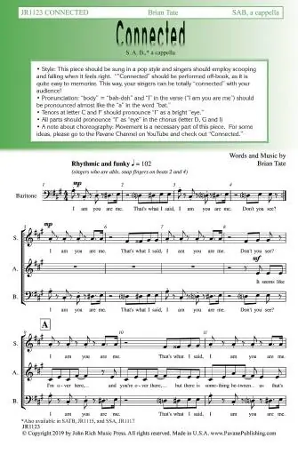 Commander Vite Pavane Publishing Connected - Tate - Choral Octavo - SAB A Cappella
