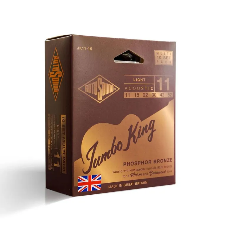 Dernier Modèle Rotosound JK11 Phosphor Bronze 11-52 Light Acoustic Strings - 10 Pack