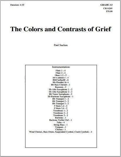Jusqu'à Épuisement Des Stocks Eighth Note Publications The Colors And Contrasts Of Grief - Suchan - Concert Band - Gr. 3.5
