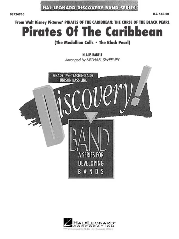Hal Leonard Pirates of the Caribbean - Badelt/Sweeney - Concert Band - Gr. 1.5 Vente Flash