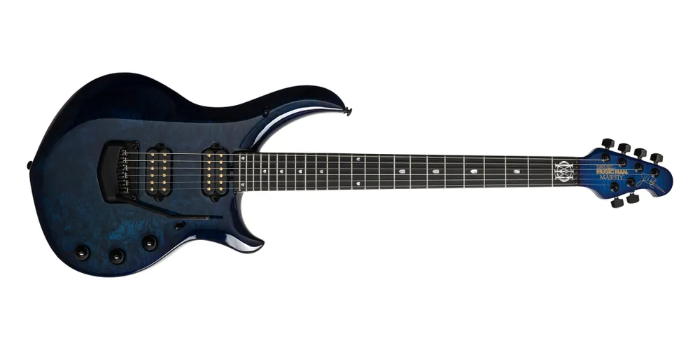 Vente Flash Ernie Ball Music Man BFR Majesty 6-String Electric Guitar with Softshell Case - Blue Ink