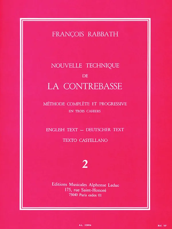 Petit Prix Alphonse Leduc Nouvelle Technique de la Contrebasse, Volume 2 - Rabbath - Double Bass - Book