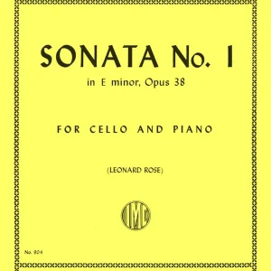 Seulement Aujourd'hui International Music Company Sonata No. 1 in E minor, Opus 38 - Brahms/Rose - Cello/Piano - Sheet Music