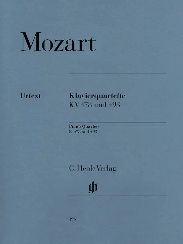 Promotion Saisonnière G. Henle Verlag Piano Quartets K. 478 and 493 - Mozart /Herttrich /Theopold - Violin/Viola/Cello/Piano - Parts Set