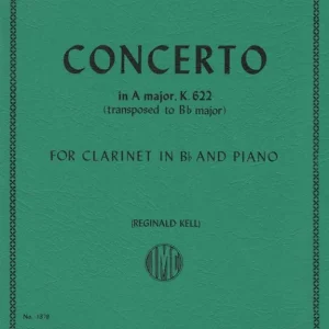 Solde International Music Company Concerto In A Major, K.622 (transposed to Bb Major) - Mozart - Bb Clarinet/Piano - Sheet Music