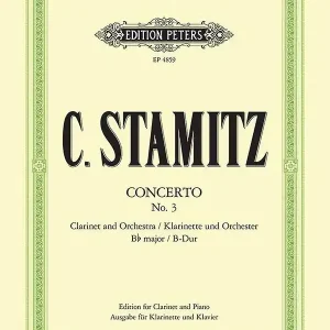 Retour Gratuit C.F. Peters Corporation Concerto No. 3 in B flat - Stamitz/Wojciechowski - Clarinet/Piano - Sheet