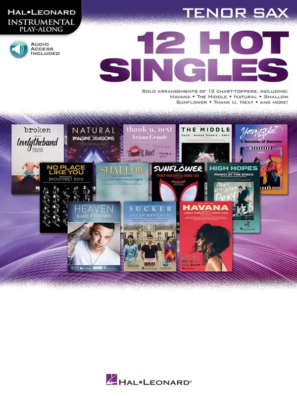 Quantité Limitée Hal Leonard 12 Hot Singles Instrumental Play-Along - Tenor Sax - Book/Audio Online