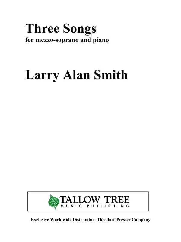 Theodore Presser Three Songs - Smith/Smith - Mezzo Soprano Voice/Piano Nouvel Arrivage
