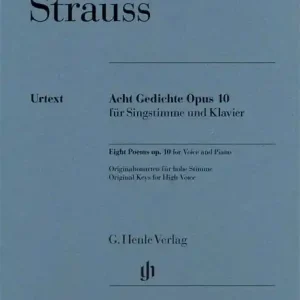 Vente Directe G. Henle Verlag Eight Poems op. 10 - Strauss/Oppermann - High Voice/Piano - Book