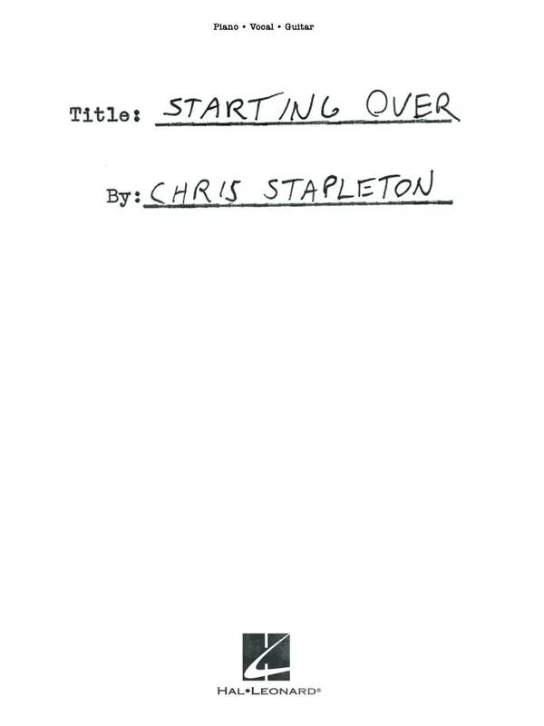 Pas Cher Hal Leonard Starting Over - Stapleton - Piano/Vocal/Guitar - Book